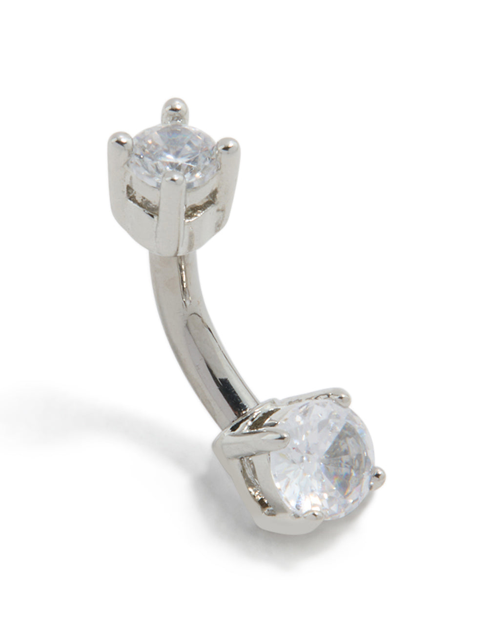 Titanium Mini Round Cubic Zirconia Belly Bar