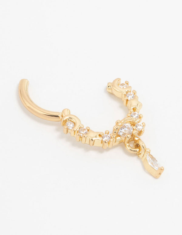 Gold Plated Surgical Steel Celestial Drop Clicker Ring