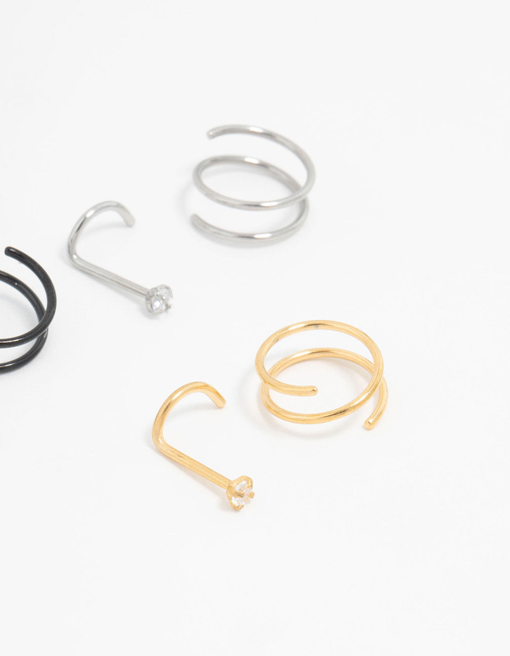 Mixed Surgical Steel Nose Ring & Stud 6-Pack