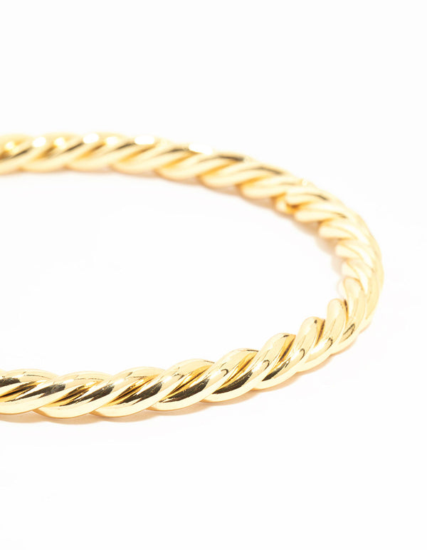 Gold Twisted Round Bangle