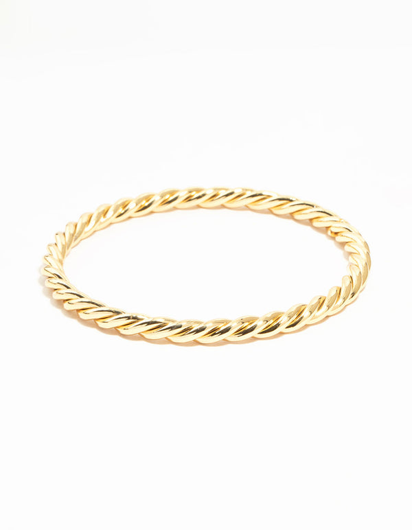 Gold Twisted Round Bangle