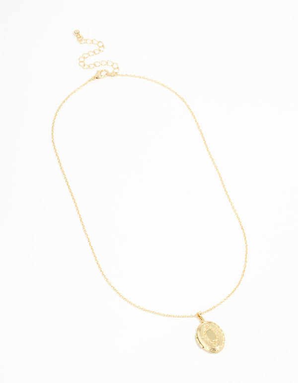 Gold Plated Oval Locket Necklace