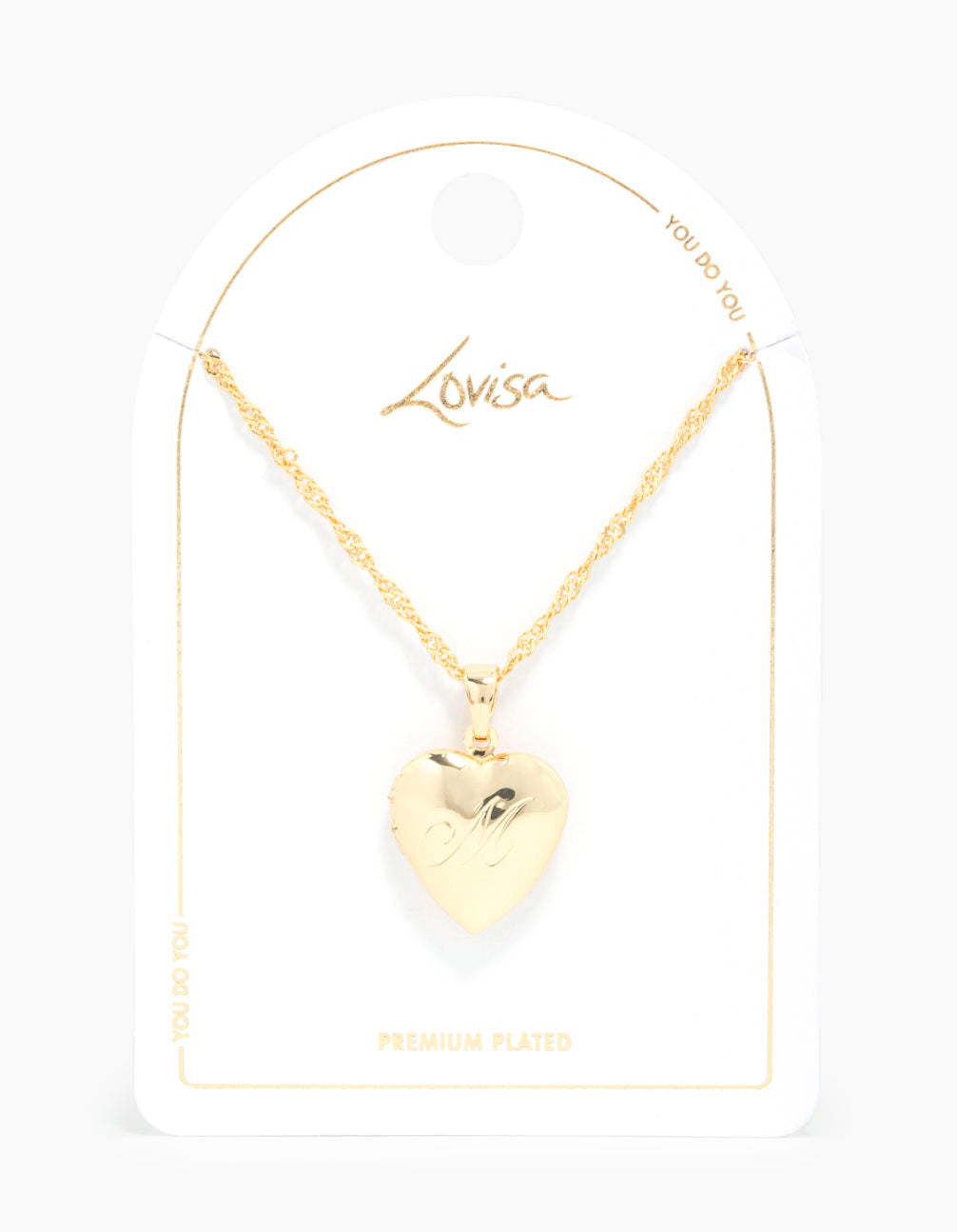 Gold Plated M Heart Locket Necklace