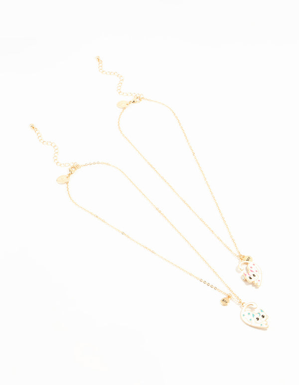 Kids Gold Moon Cat BFF Necklaces 2-Pack