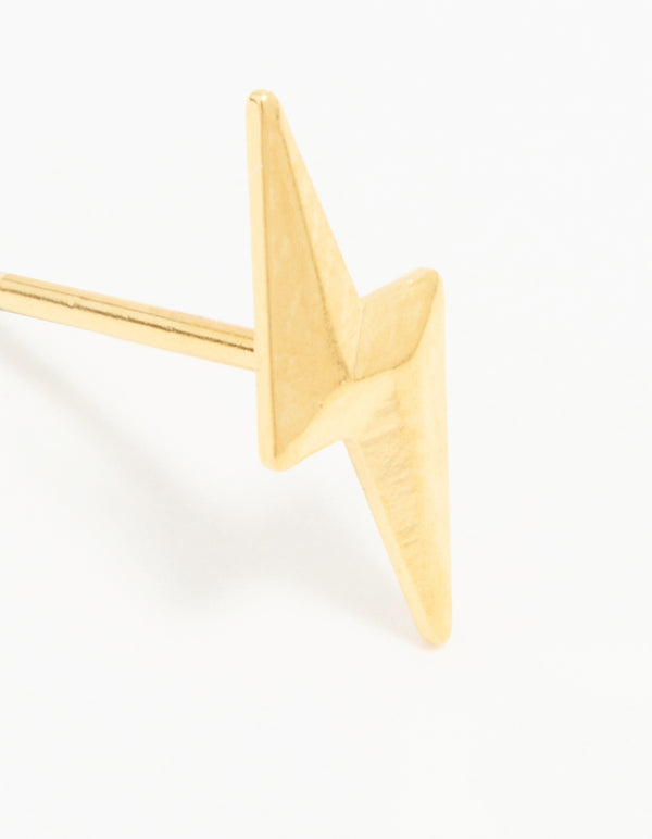24K Gold Plated Surgical Stainless Steel Lightning Bolt Piercing Stud