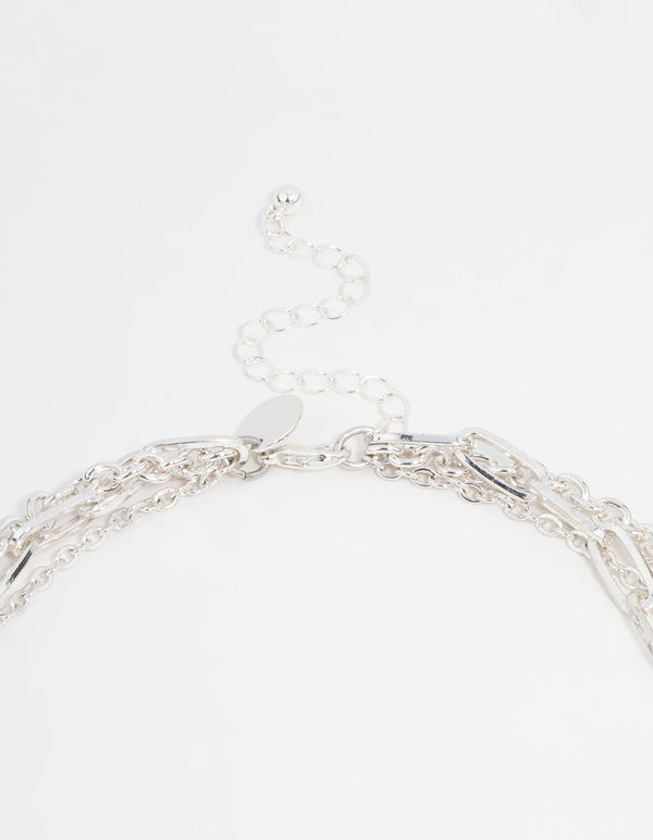 Antique Silver Turquoise & Heart Charm Layered Necklace