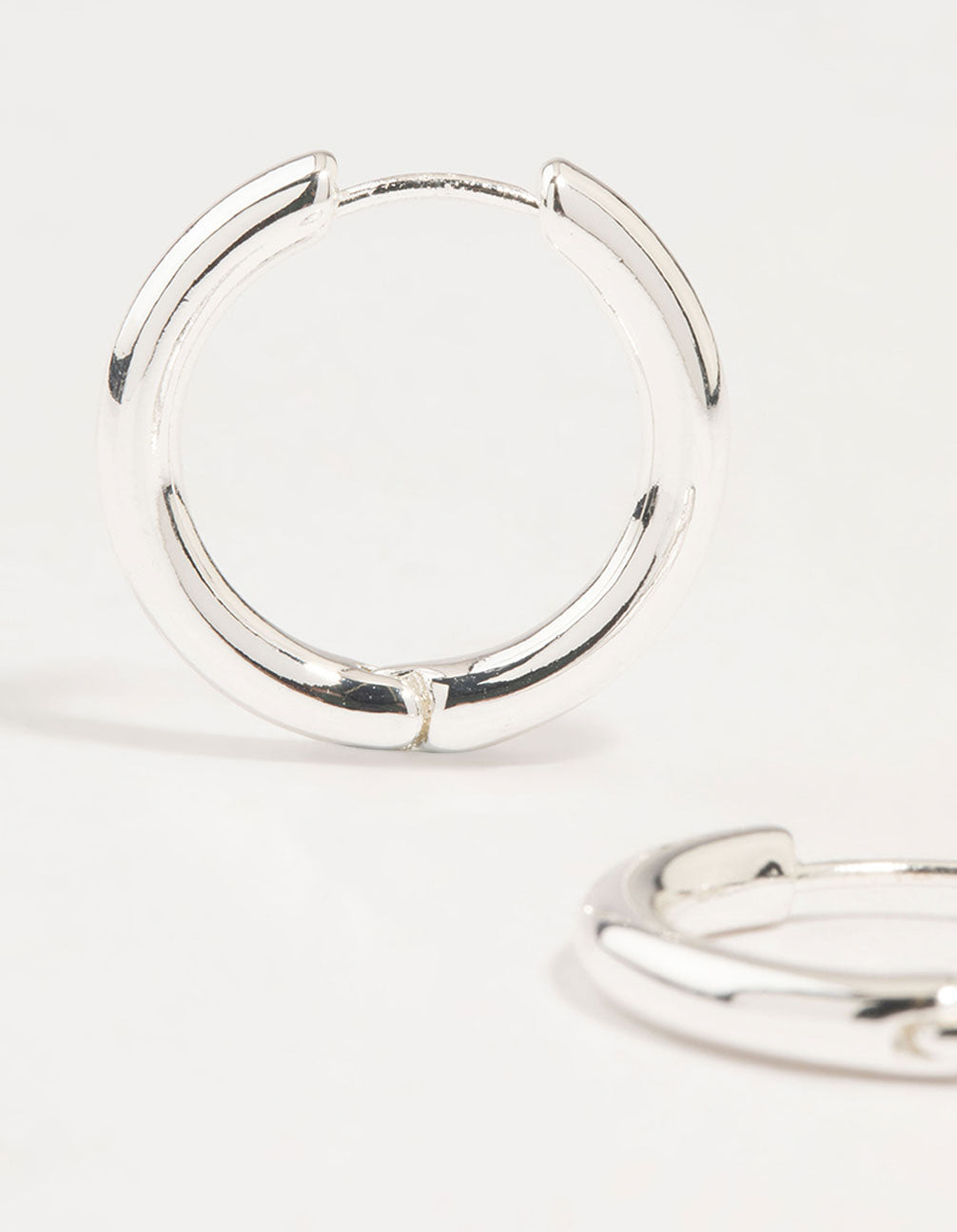 Silver Round Medium Huggie Earrings