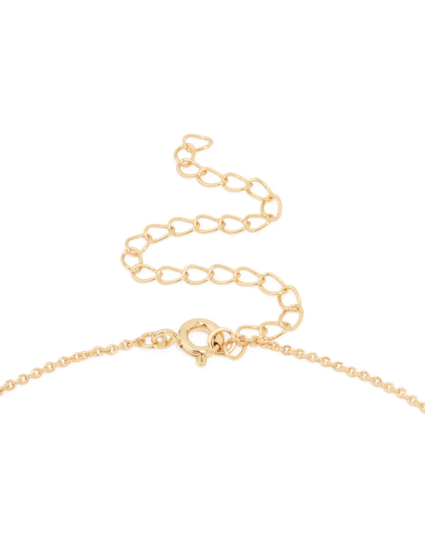 Gold Plated Brass Cubic Zirconia Hollow Flower Necklace