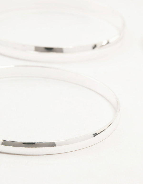 Silver Thick Bangles 3-Pack