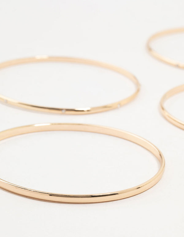 Gold Diamante Inlay & Clean Bangles 7-Pack