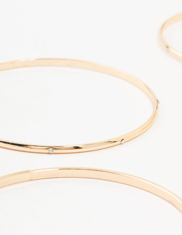 Gold Diamante Inlay & Clean Bangles 7-Pack