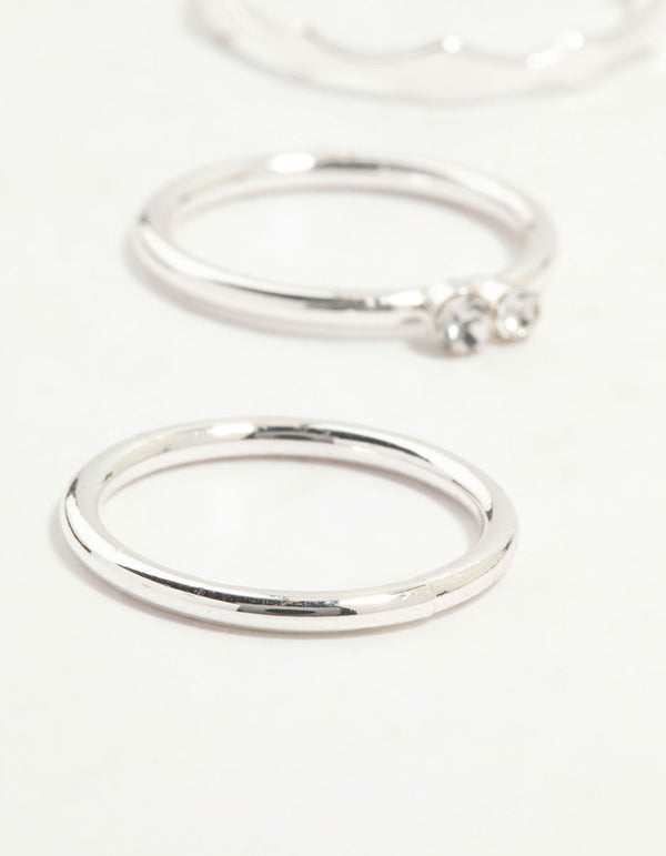 Silver Thin Mixed Stacking Rings 8-Pack