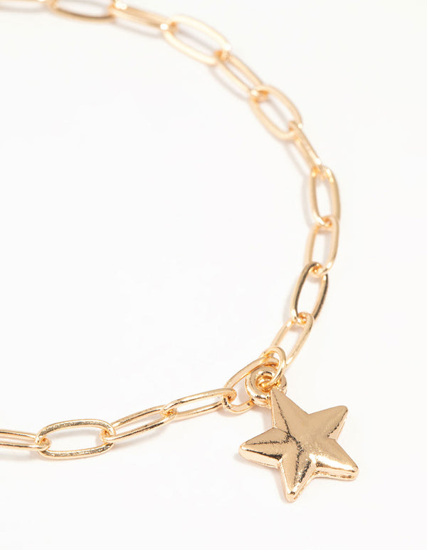 Gold Diamante Star Chain Bracelets 2-Pack