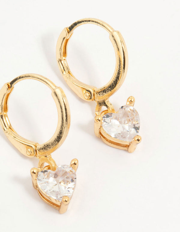 Gold Plated Cubic Zirconia Heart Earrings 3-Pack
