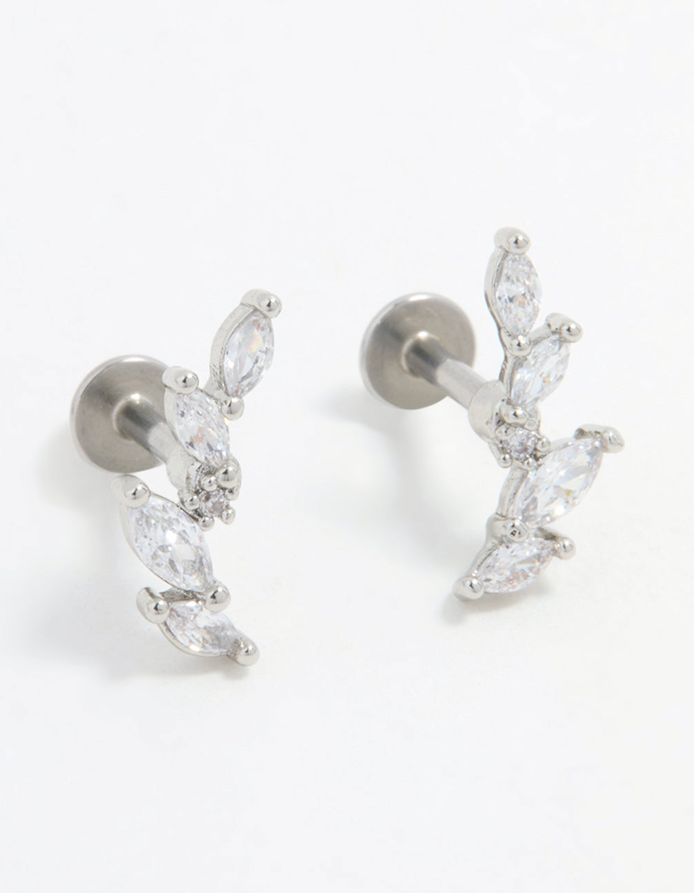 Surgical Steel Marquise Crawler Flat Back Earrings 2-Pack