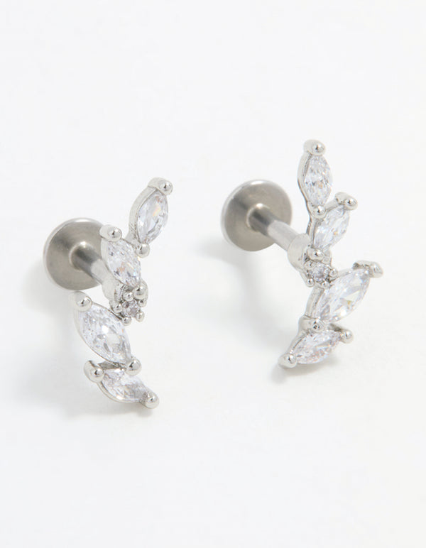 Surgical Steel Marquise Crawler Flat Back Earrings 2-Pack