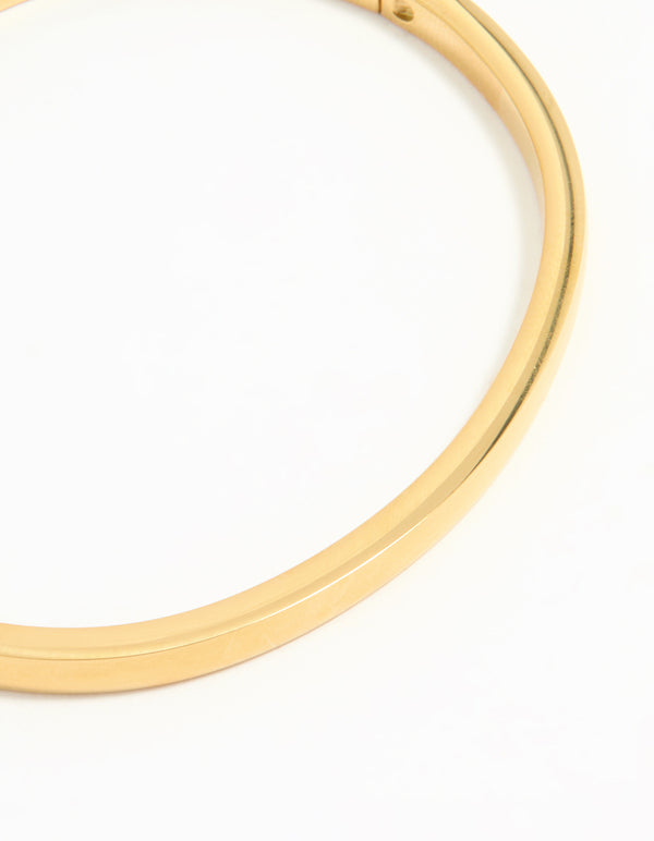 Waterproof Gold Plated Stainless Steel Solid Hinge Bangle