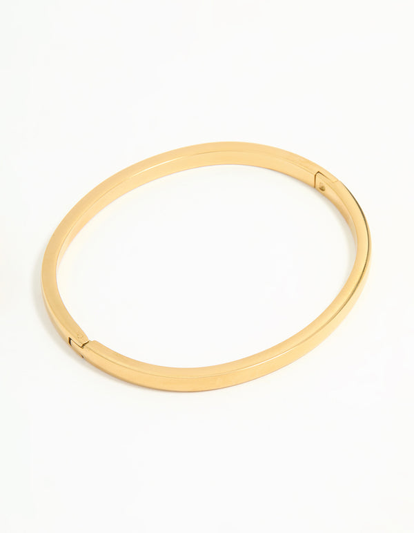 Waterproof Gold Plated Stainless Steel Solid Hinge Bangle