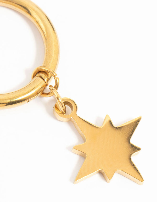 Waterproof Gold Plated Stainless Steel Star Hoop Earrings