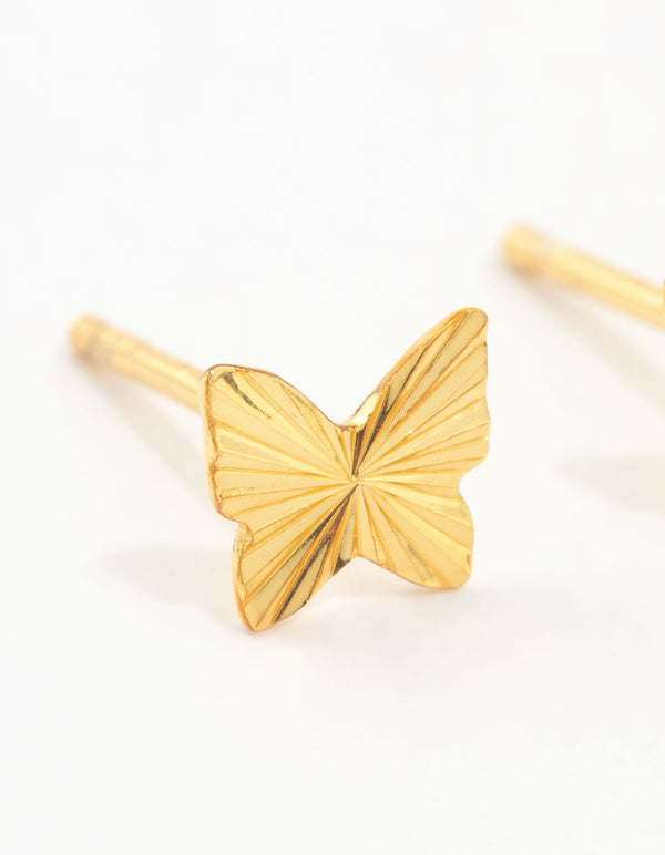 Gold Plated Sterling Silver Butterfly Stud Earrings