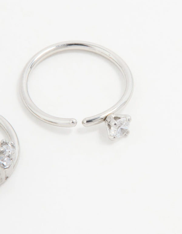 Surgical Steel Cubic Zirconia Double Hoop Nose Ring