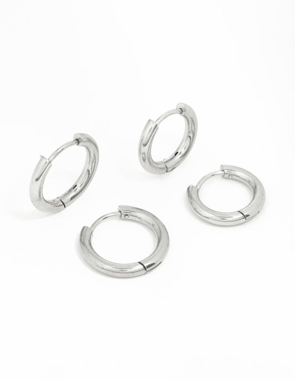 Surgical Steel Thick Hoop Earrings 2-Pack