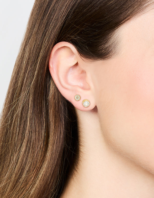 Gold Plated Surgical Steel Cubic Zirconia Bezel Stud Earrings