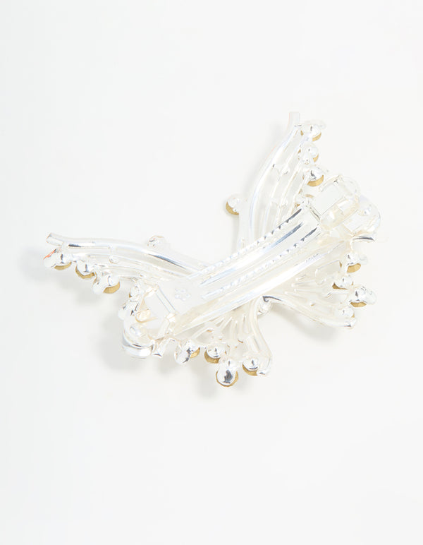 Silver Diamante Dressy Butterfly Hair Clip