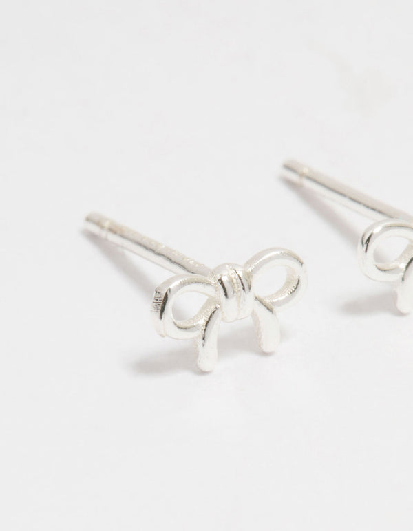 Sterling Silver Mini Clean Bow Stud Earrings