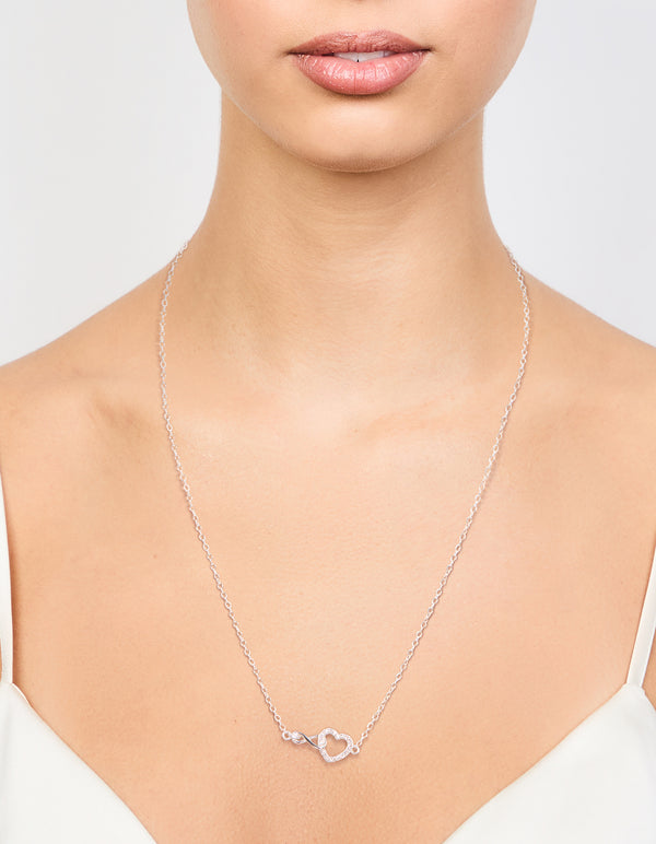 Sterling Silver Infinity & Heart Link Necklace