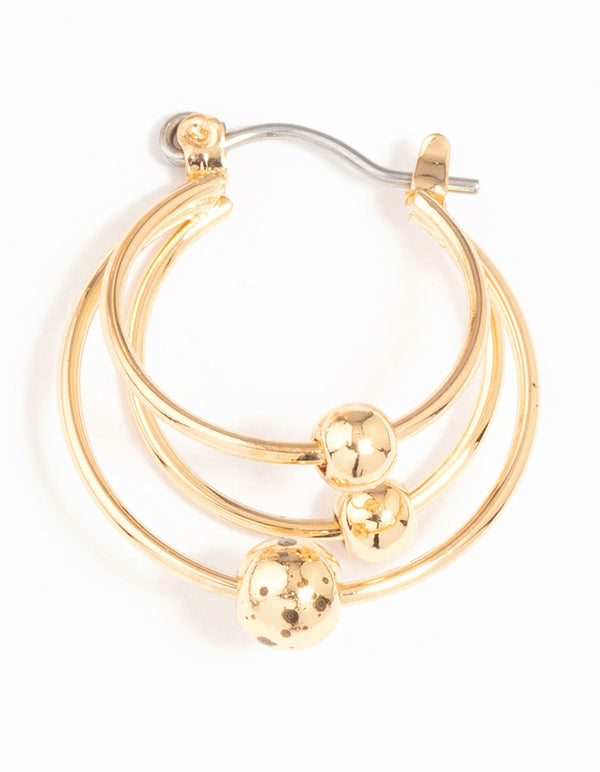 Gold Ball Hoop Earrings