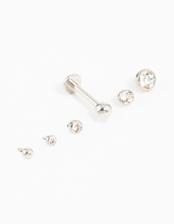 Surgical Steel Cubic Zirconia Flat Back Pack