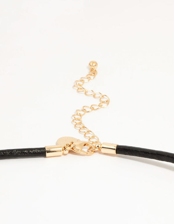 Gold Molten Heart Cord Pendant Necklace