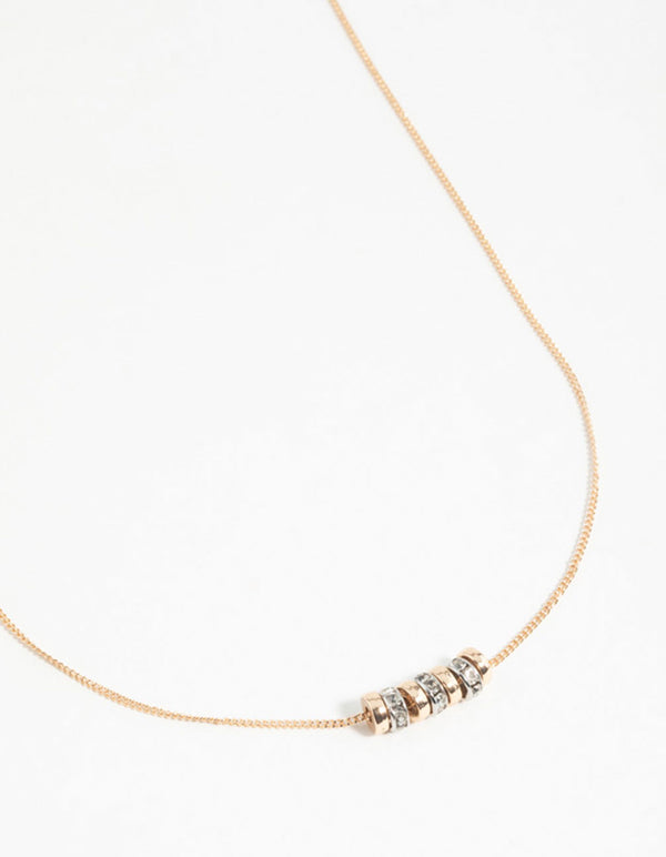 Mixed Metals Diamante Rondell Necklace