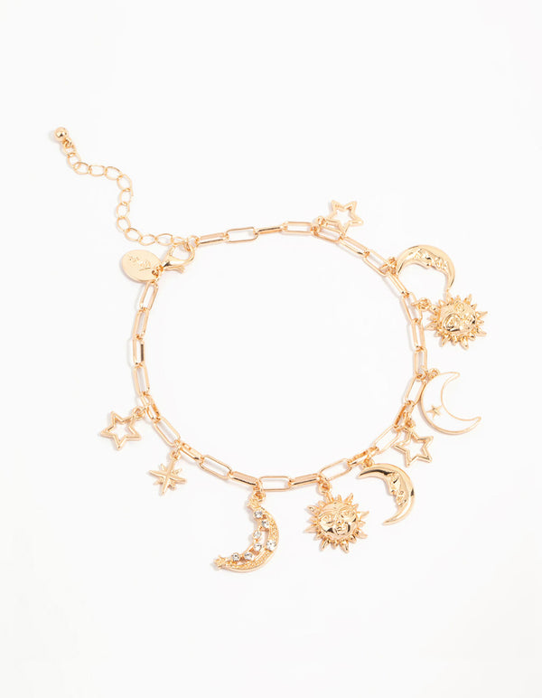 Gold Celestial Charm Anklet