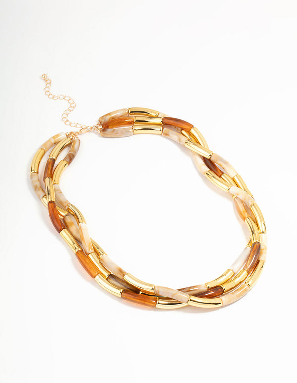 Gold & Acrylic Layered Necklace
