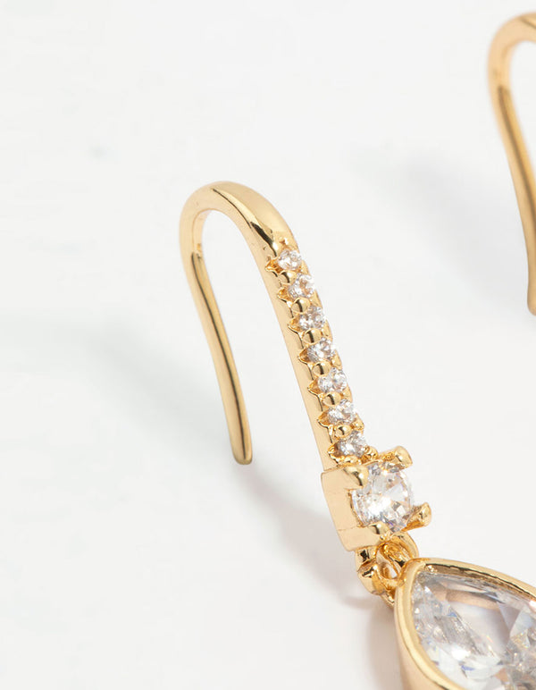 Gold Plated Diamante Pavé Hook Earrings