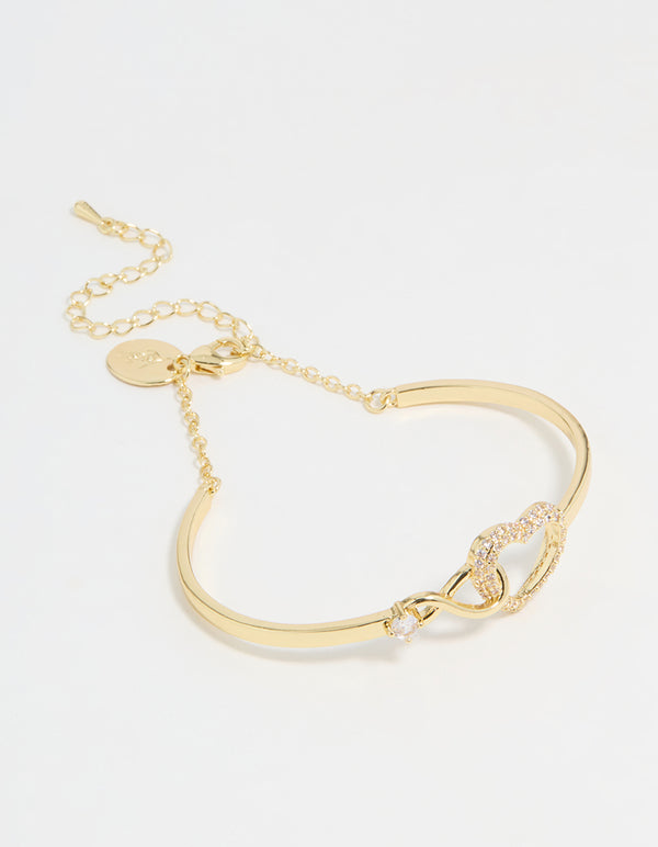 Gold Plated Infinity Heart Wrist Cuff