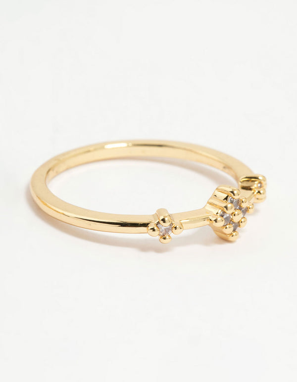 Gold Plated Cubic Zirconia Butterfly Rings 3-Pack