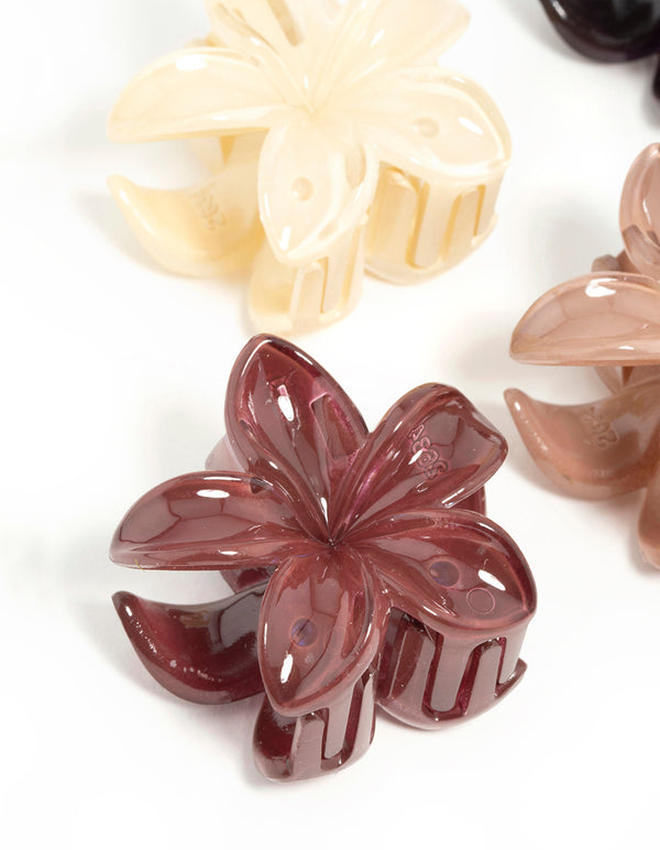 Neutral Frangipani Flower Mini Claw Clips 4-Pack