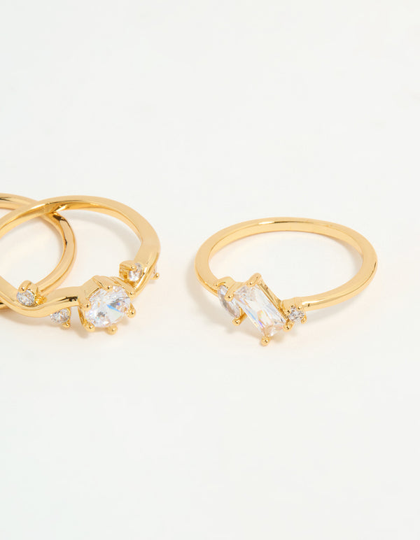Beautiful leaf marquise rings crafted with cubic zirconia in gold plated finish side detail view