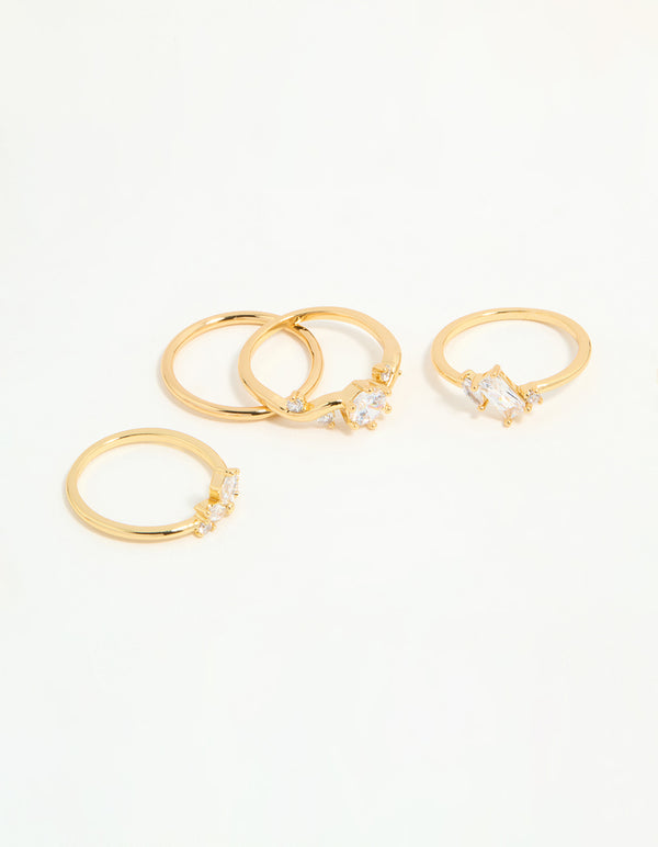 Showcasing leaf marquise rings featuring cubic zirconia in gold plated finish front view