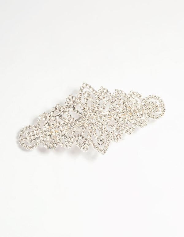 Silver Diamante Ornate Hair Clip
