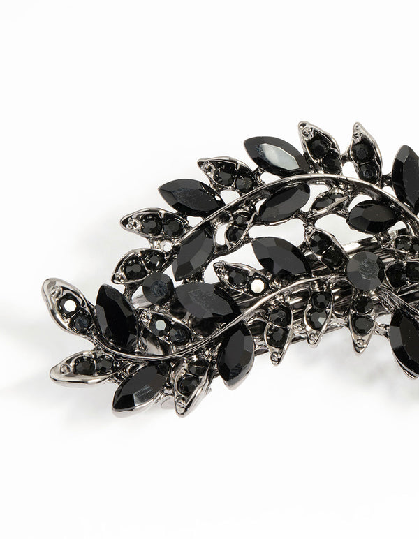 Black Coated Metal Diamante Classic Vine Hair Clip