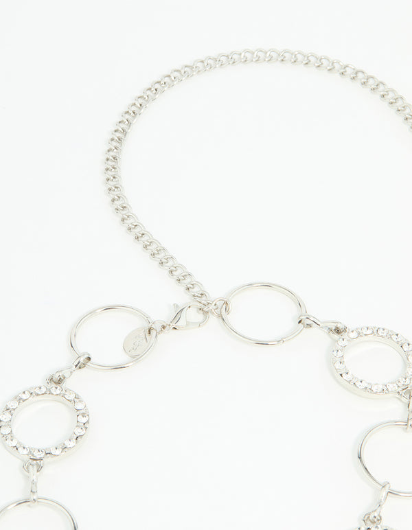 Silver Diamante & Plain Circle Belt