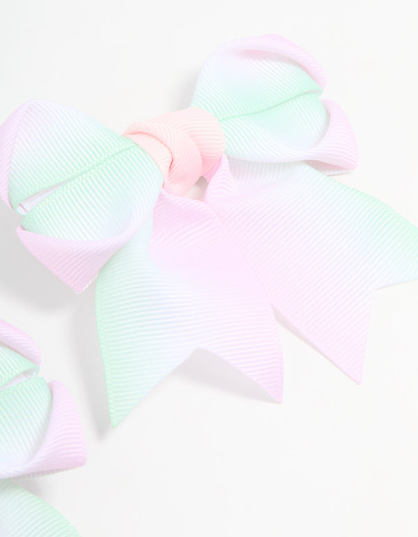 Kids Pastel Fabric Classic Bow Clips 2-Pack