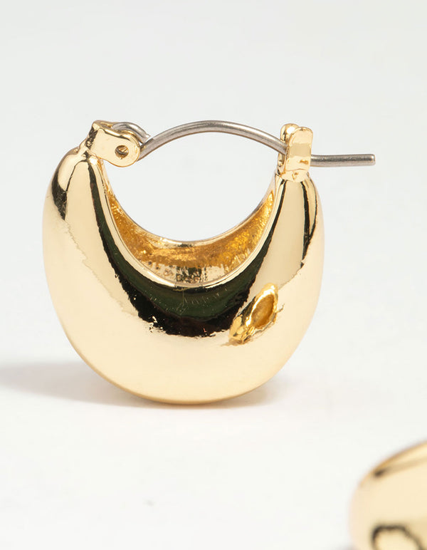 Gold Plated Thick Concave Hoop Earrings