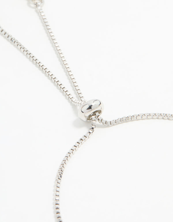 Silver Cubic Zirconia Evil Eye Toggle Bracelet