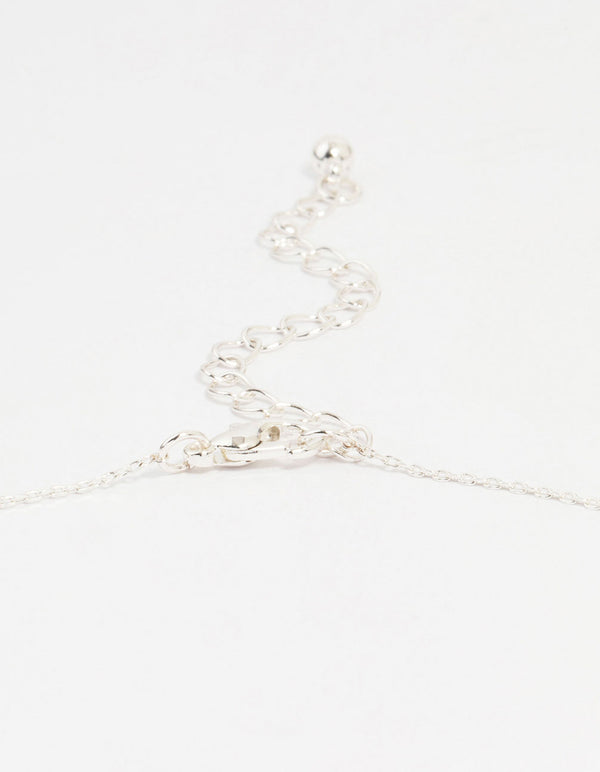 Silver Plated Cubic Zirconia Mini Cross Pendant Necklace