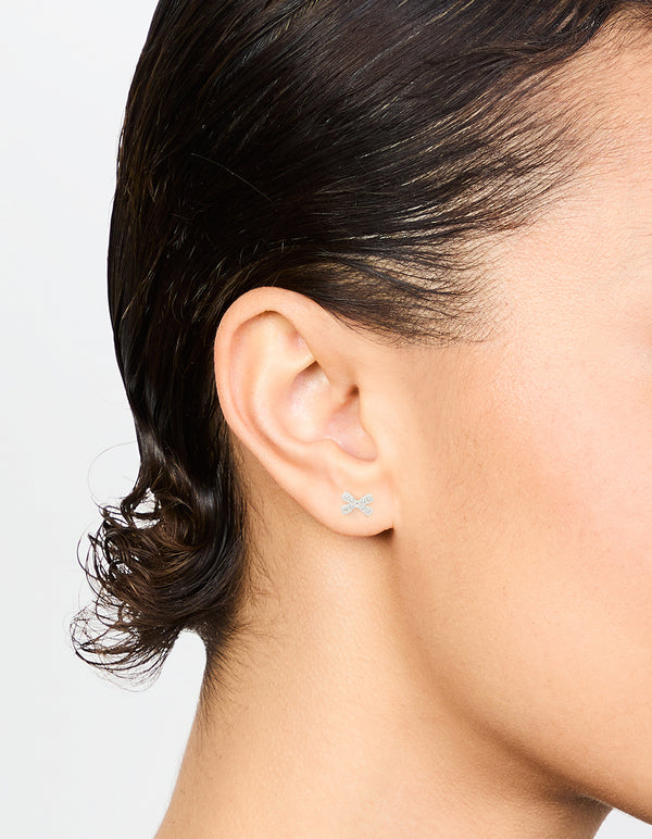 Sterling Silver Cubic Zirconia Pavé Bow Stud Earrings